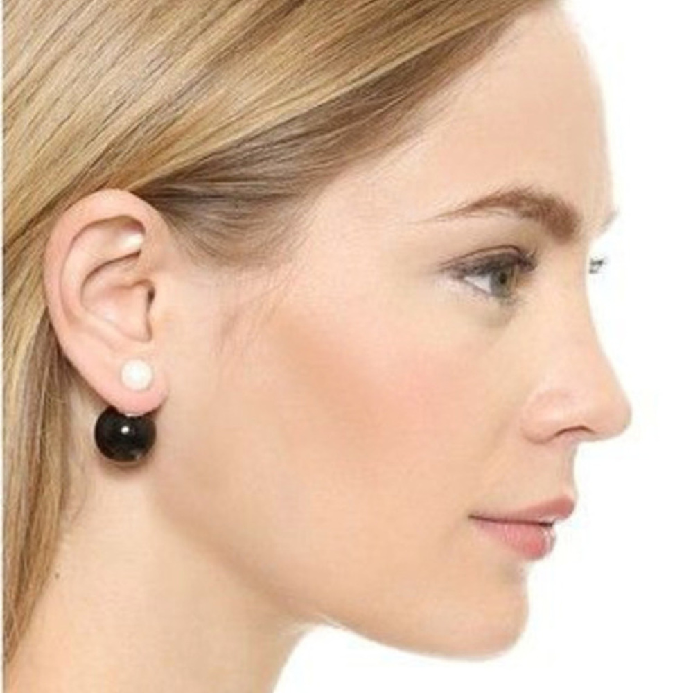 Double Sided Pearl Sterling Silver Earrings.